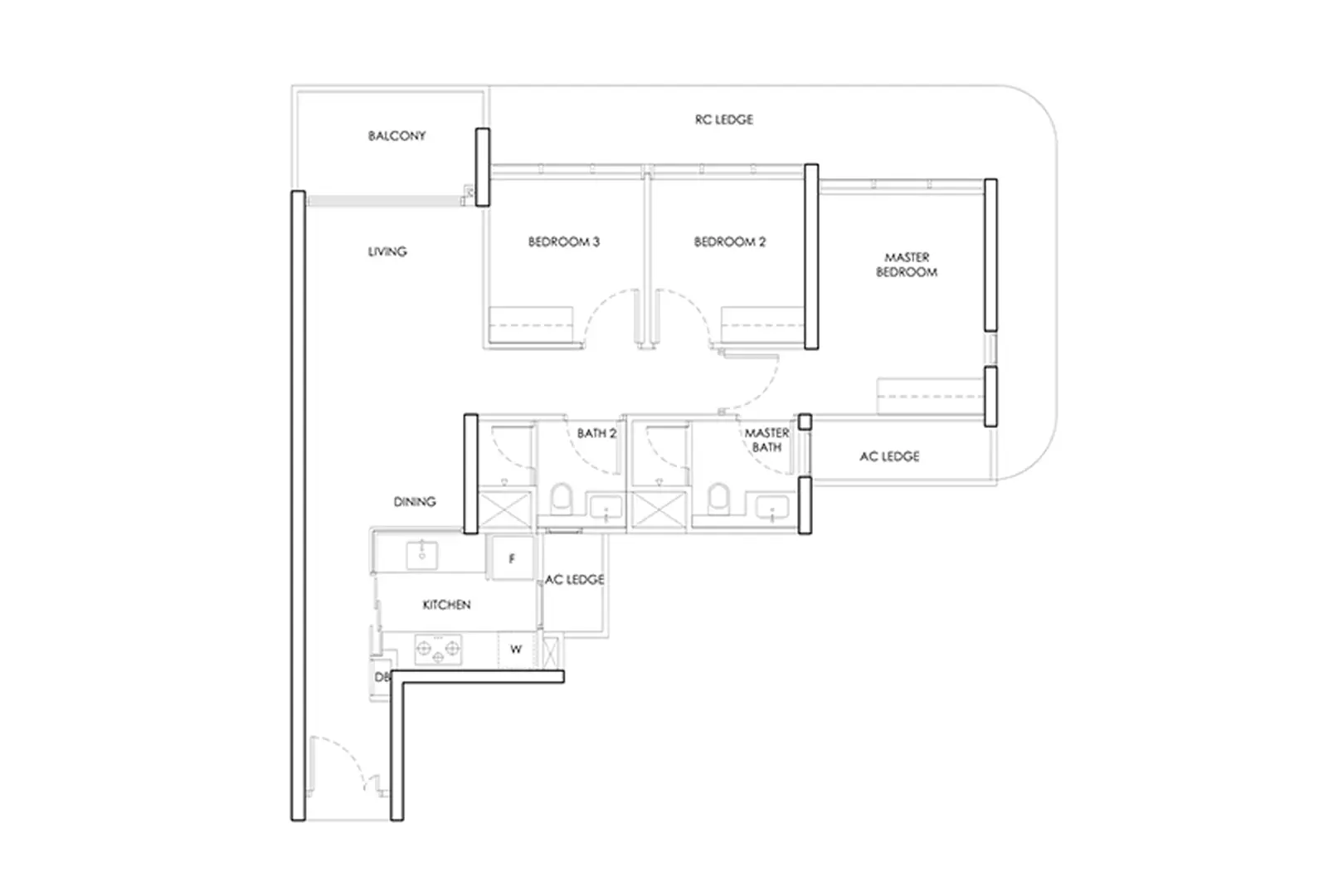 Hougang Central Residences Floor Plan 3 Bedroom